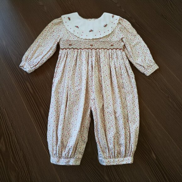 Carriage Boutiques Smocked Floral Romper Size 12m - Picture 1 of 6